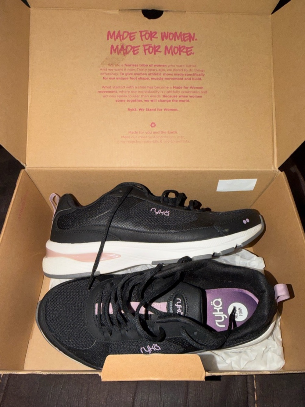 Ryka Black and Light Pink/Purple Women's Athletic Sneakers